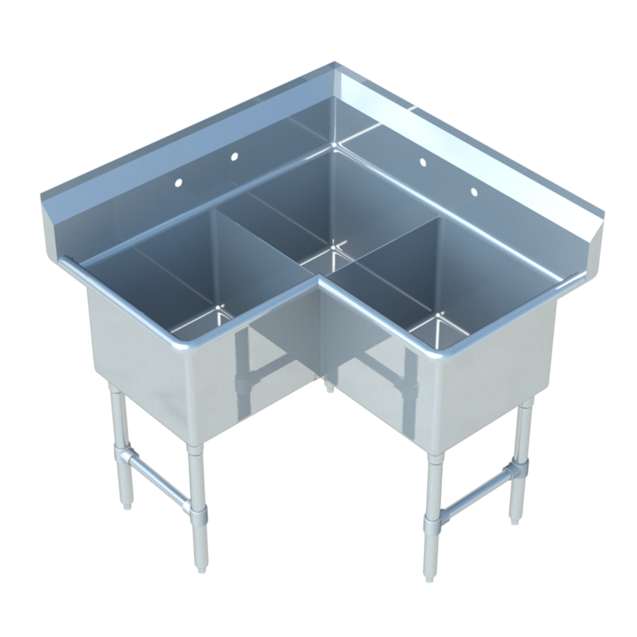 Sapphire SMCS2424-3 3-Compartment Corner Sink β 53.5" Wide