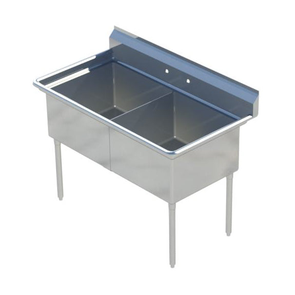 Sapphire SMS1824-2 2-Compartment Commercial Sink β 41" Wide β No Drainboards
