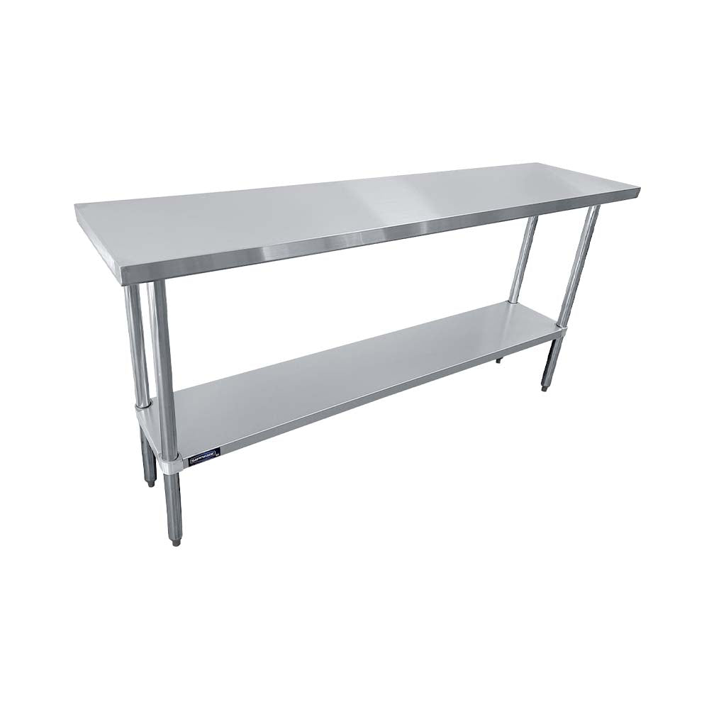 Sapphire SMTE-1472G Stainless Steel Work Table β 72" x 14", Flat Top, Undershelf