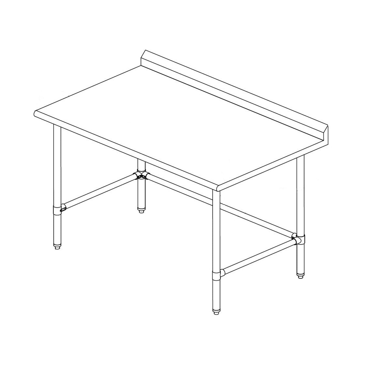 Sapphire SMTOB-2430G Stainless Steel Work Table β 30" x 24", 5" Backsplash, Open Base