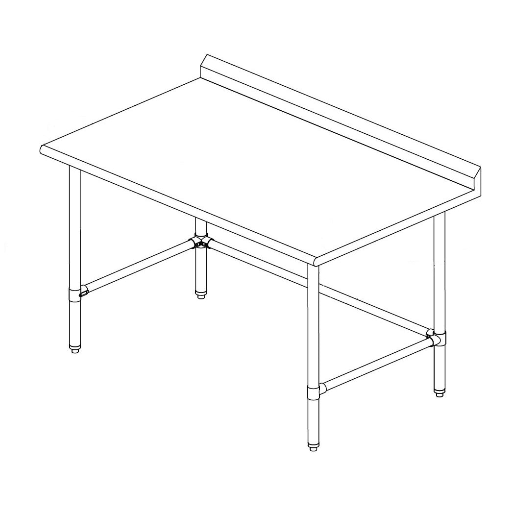 Sapphire SMTOB-2472G Stainless Steel Work Table β 72" x 24", 5" Backsplash, Open Base