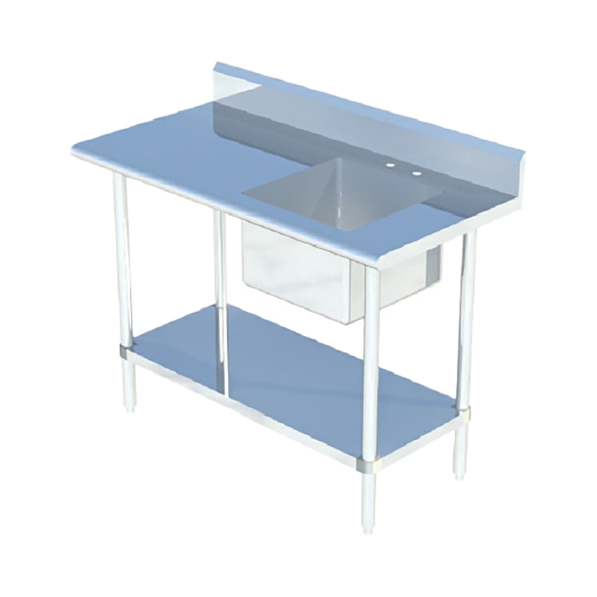 Sapphire SMTPS-2448R Stainless Steel Prep Table with Right Of Table Sink β 48" x 24"