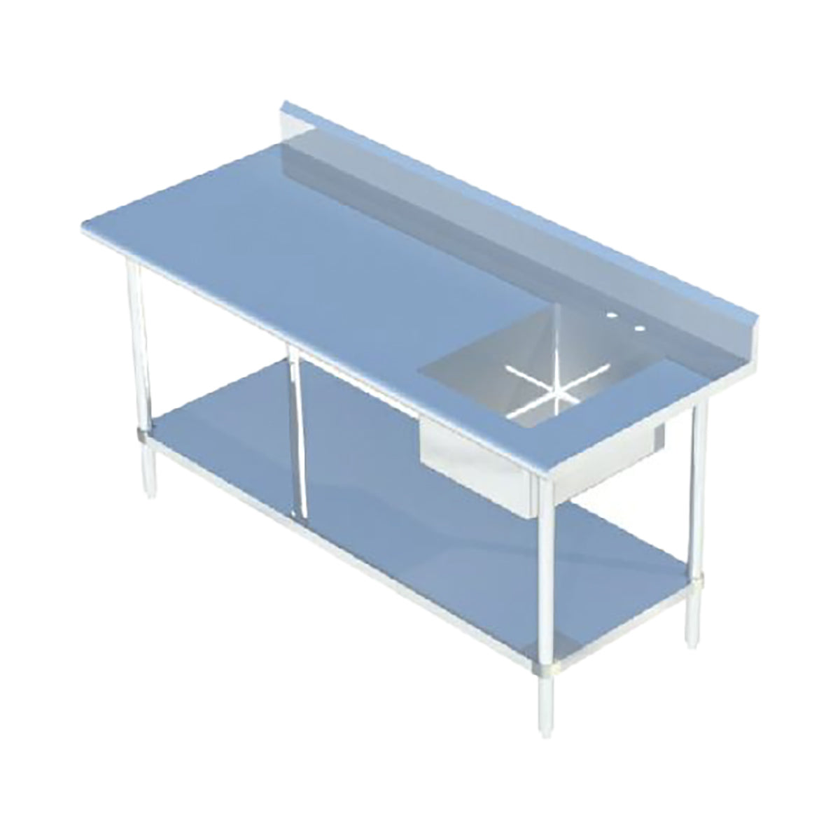 Sapphire SMTPS-3060R Stainless Steel Prep Table with Right Of Table Sink β 60" x 30"