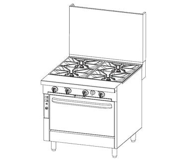 Southbend P36C-XX 36-Inch Commercial Gas Range — 4 burners, manual control
