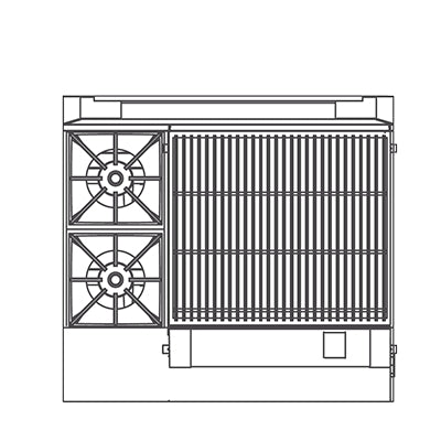 Southbend P36N-BCC 36-Inch Commercial Gas Range — 2 burners, manual control
