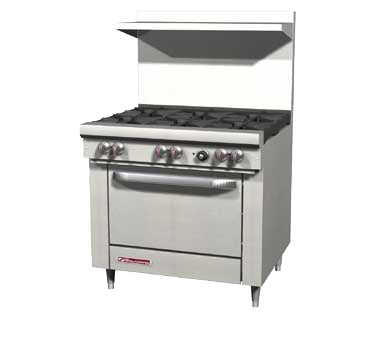 Southbend S36A 36.5-Inch Commercial Gas Range — 6 burners, convection oven, manual control