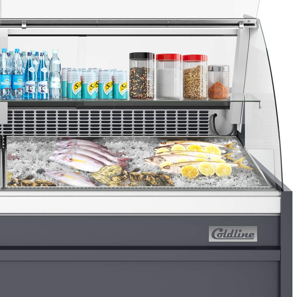 Coldline SDC48-F refrigerated fish display case, used as a deli case (representative image)