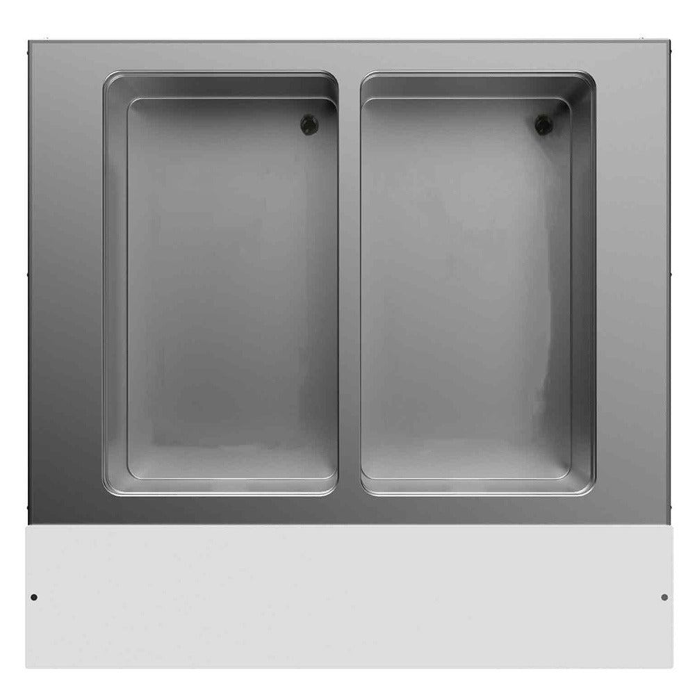 Prepline ESTC30-2S-LT electric steam table with lighted sneeze guard, top view of the 2 sealed wells