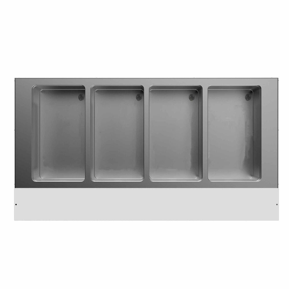 Prepline ESTC60-4S-110 4-well electric steam table, top view of the 4 sealed wells with drains