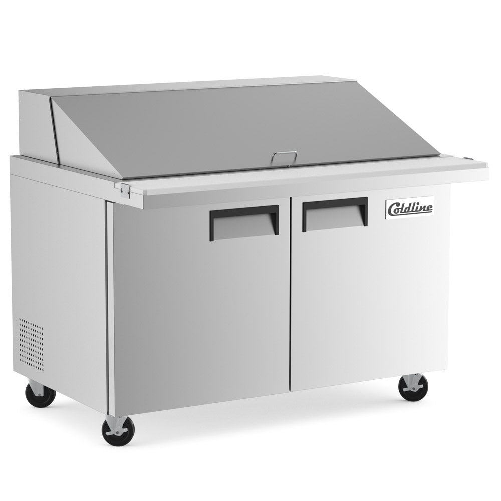 Coldline SMP48 sandwich prep table, angled front view