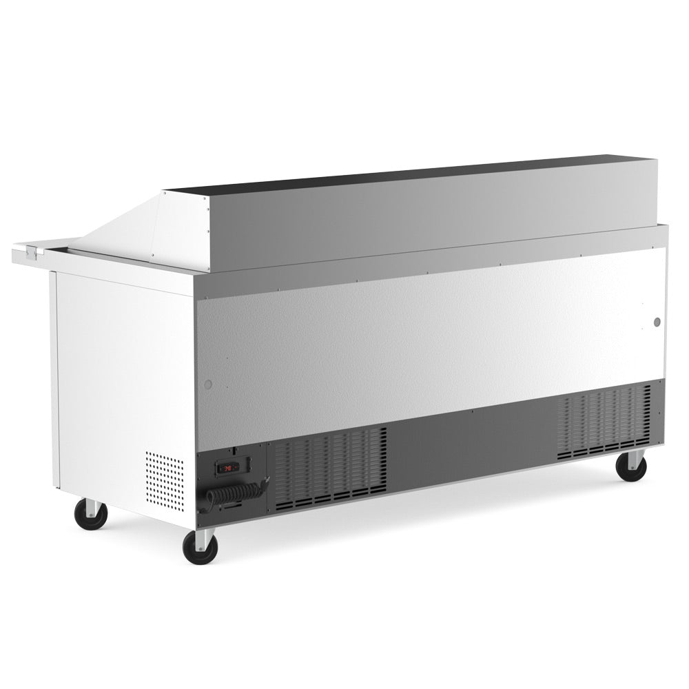 Coldline SMP72 sandwich prep table, side and rear view