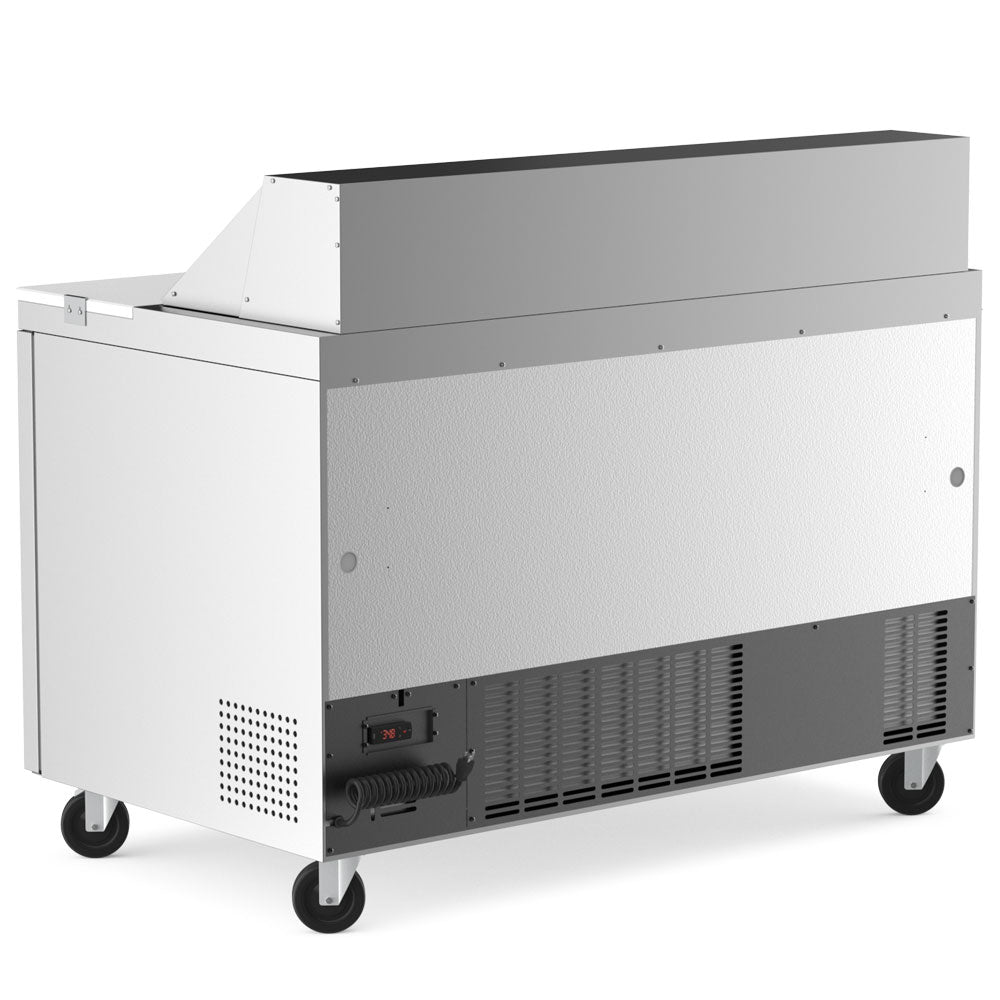 Coldline SP48 sandwich prep table, side and rear view