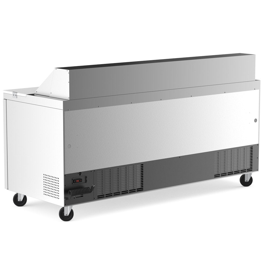 Coldline SP72 sandwich prep table, side and rear view