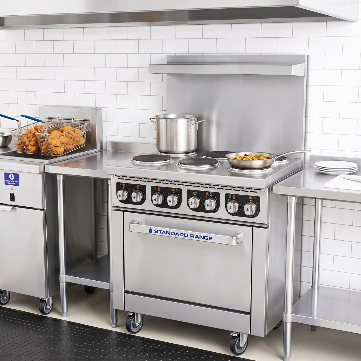 Standard Range SR-ER36-240 36 inch electric range, 24 inch range on a commercial cook line (representative image)