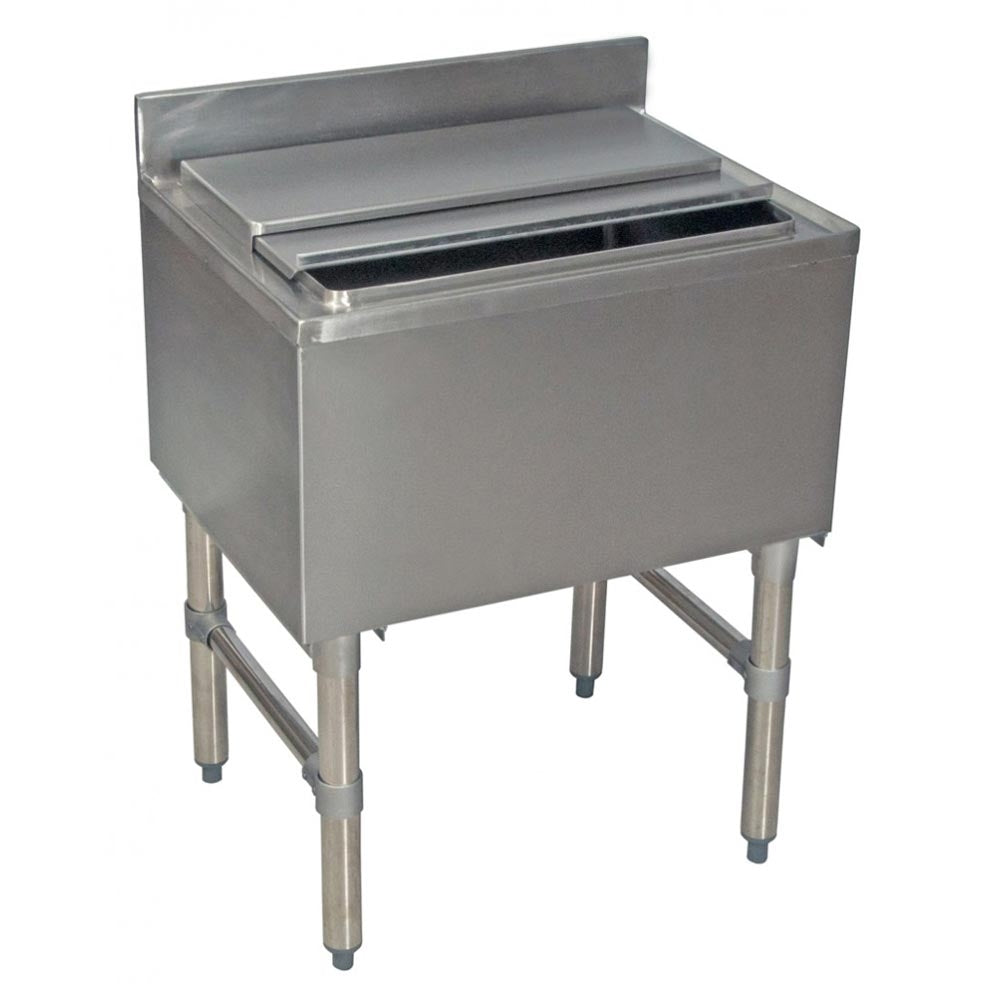 Prepline PSC-1836 stainless steel ice bin sliding cover, installed on an underbar ice bin (representative image, PSC-1824 shown)