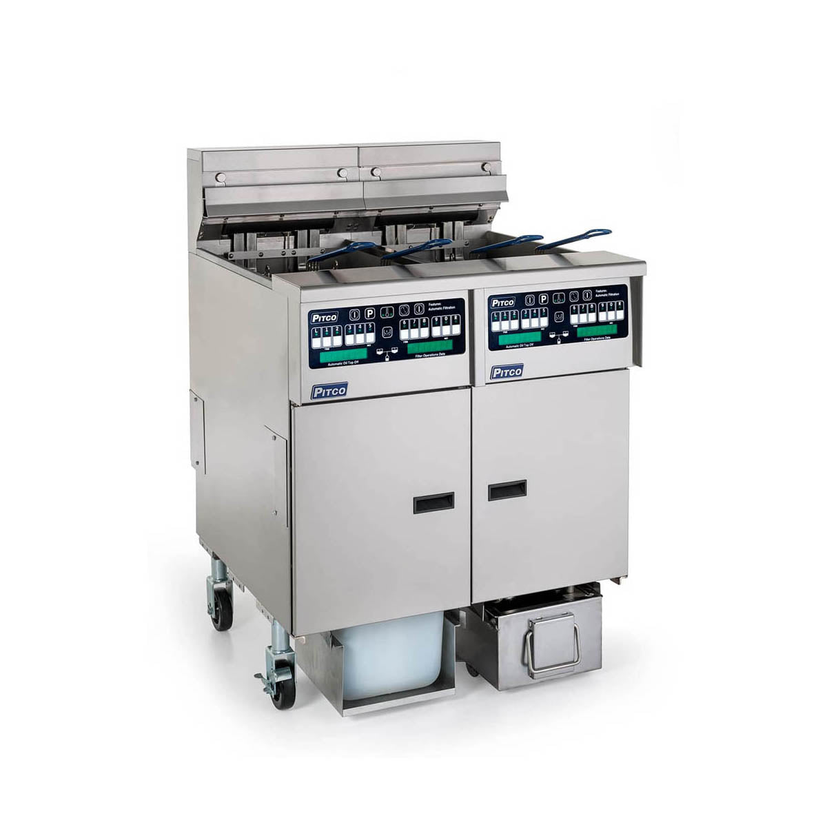 Pitco SSHLV14C-2/14T-2/FD 64 & 68-lb Commercial Gas Fryer — 2 Fry Pots, Computer Controls