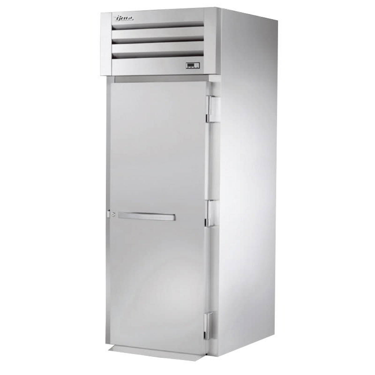 True STA1HRI-1S roll-in heated holding cabinet with 1 solid door, front angle view, doors closed