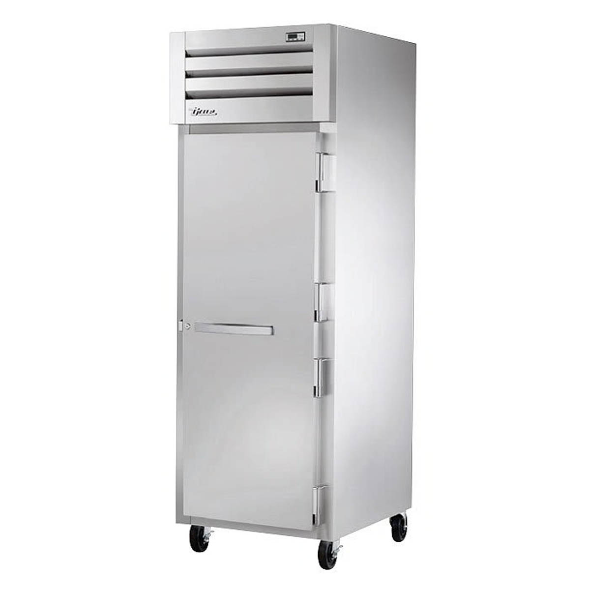 True STG1F-1S-HC reach-in freezer, front angle view, door hinged on the right
