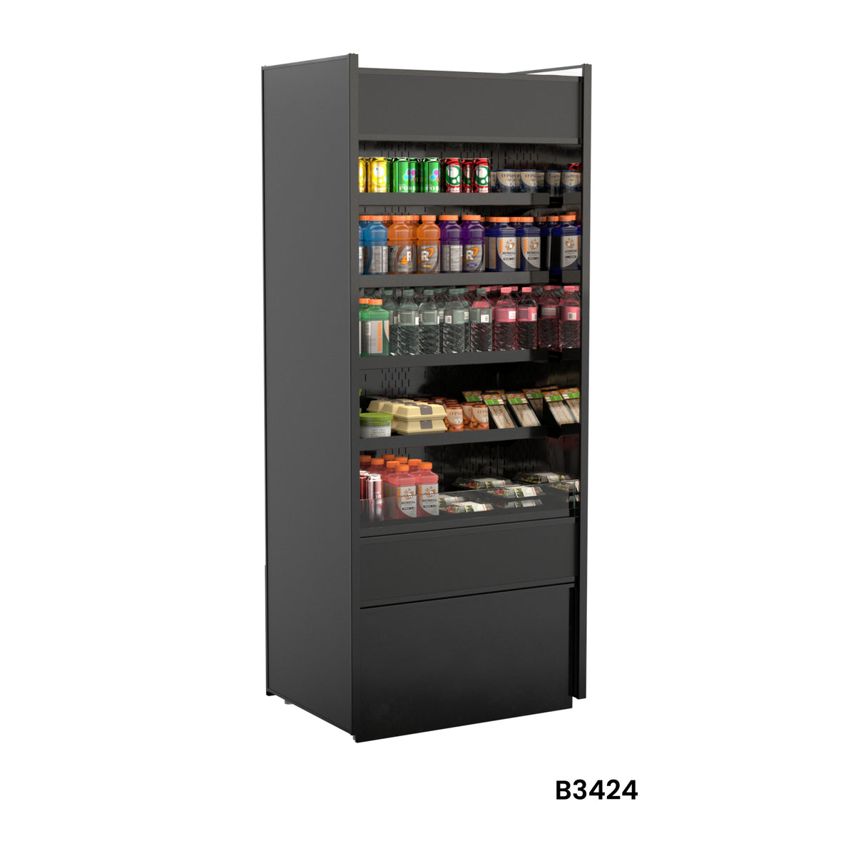 Structural Concepts B6624 REMOTE - 66-3/8"W x 24-14"D x 82-3/8"H, 4‑Tier Black Interior, LED Top Light