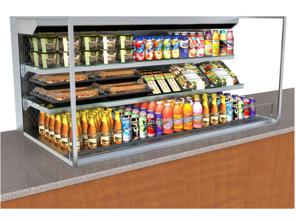 Structural Concepts NE7227RSSV 72" Self-Service Refrigerated Slide In Counter Case, 2 Shelves