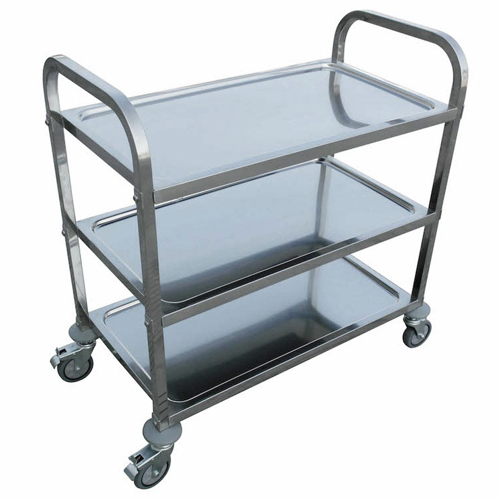 Prepline 33" X 21" Stainless Steel Three Shelf Utility Trolley Cart
