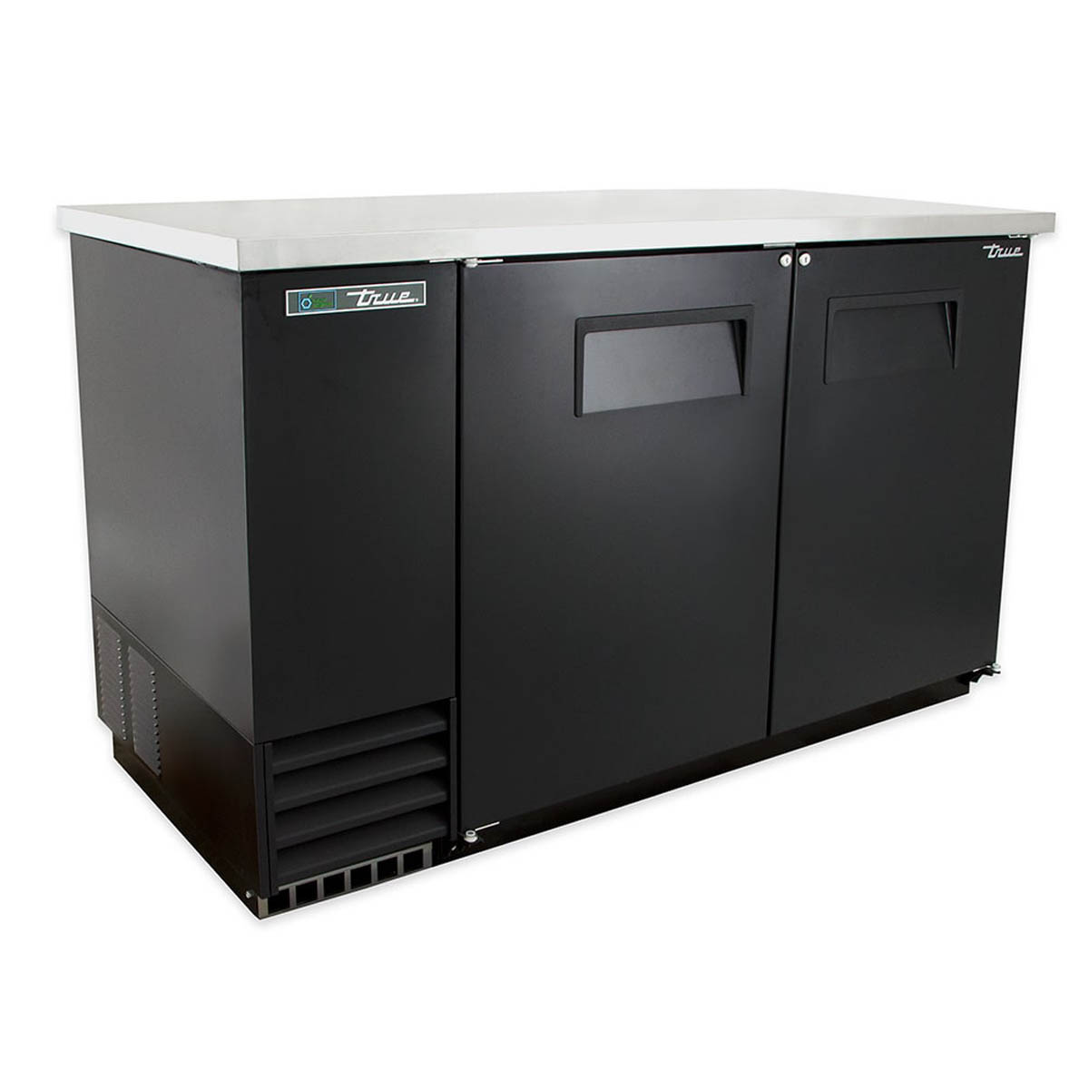 True TBB-2-HC back bar cooler, front angle view from the left
