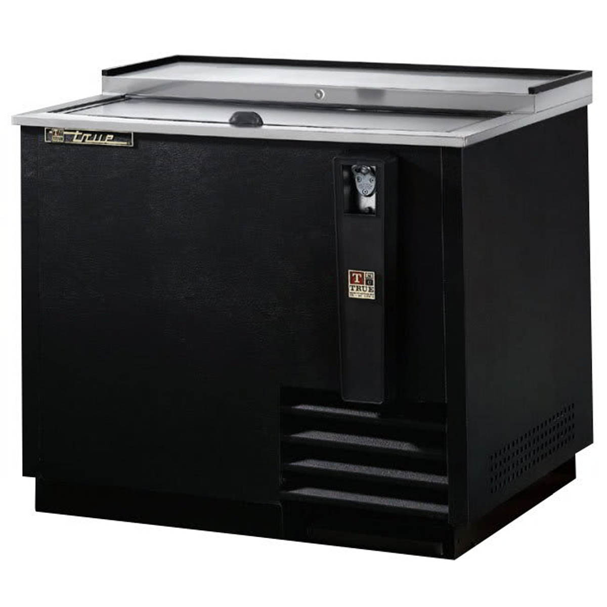 True TD-36-12-HC deep well bottle cooler, black, front angle view