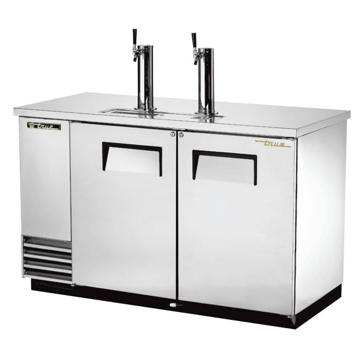 True TDD-2-S-HC direct draw beer dispenser, stainless steel, front angle view