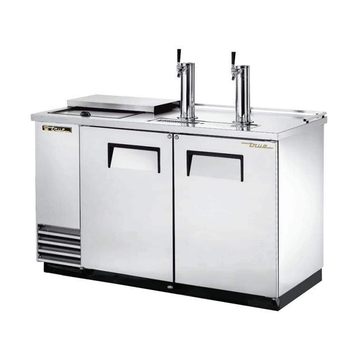 True TDD-2CT-S-HC direct draw beer dispenser, stainless steel, front angle view