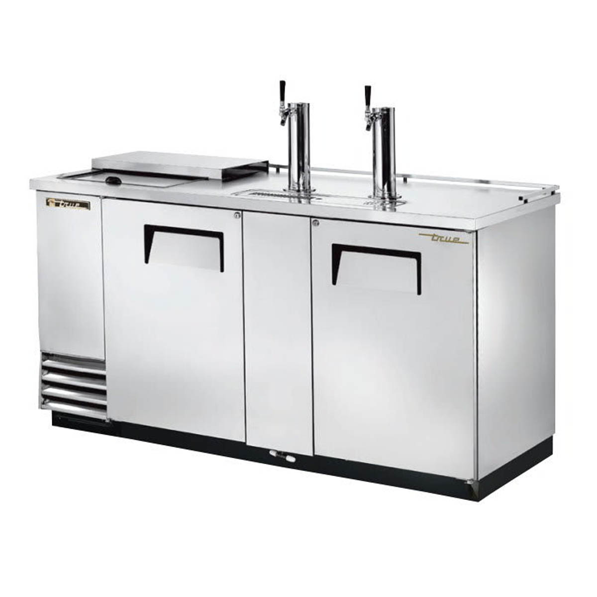 True TDD-3CT-S-HC direct draw beer dispenser, stainless steel, front angle view
