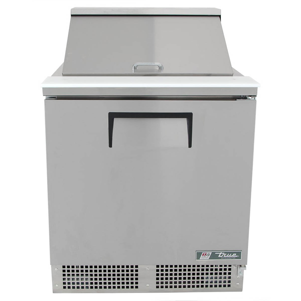 True TFP-32-12M-HC food prep table, front view, lid closed