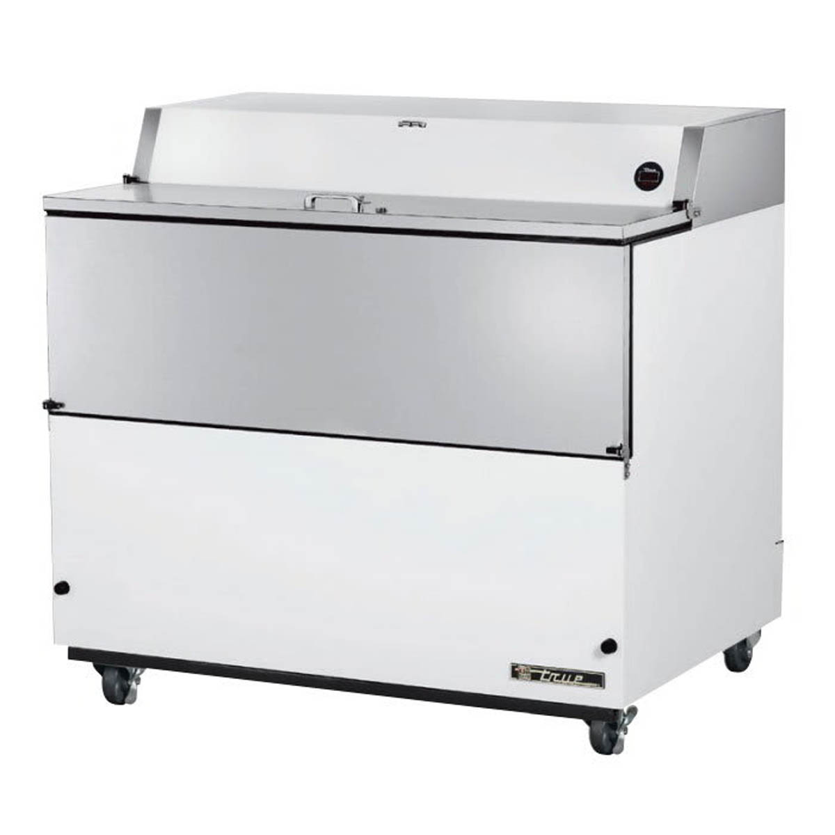 True TMC-49-HC school milk cooler, front angle view