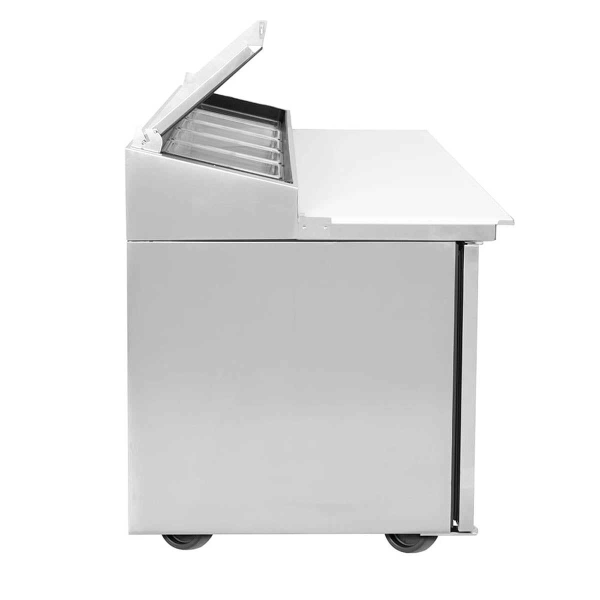 True TPP-AT-44-HC pizza prep table, side view