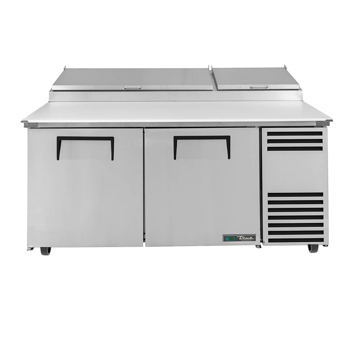 True TPP-AT-67-HC pizza prep table, front view, lids closed