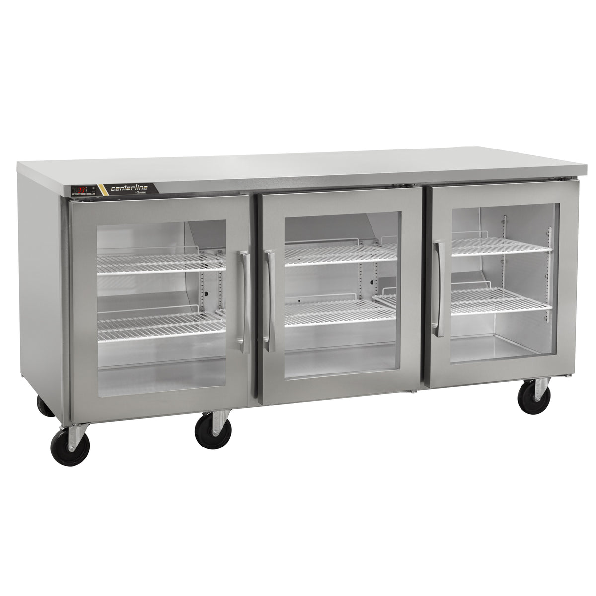 Traulsen CLUC-72R-GD-RRR 72.25-Inch Undercounter Glass Door Refrigerator — 3 Doors