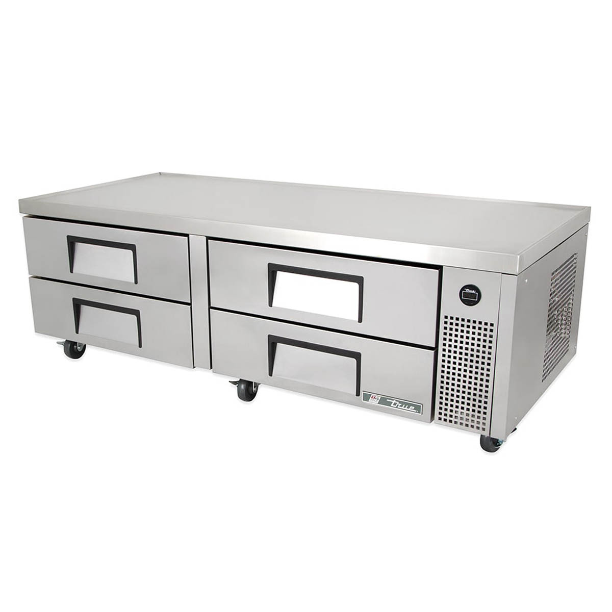 True TRCB-72-HC 4-drawer chef base, front angle view, drawers closed