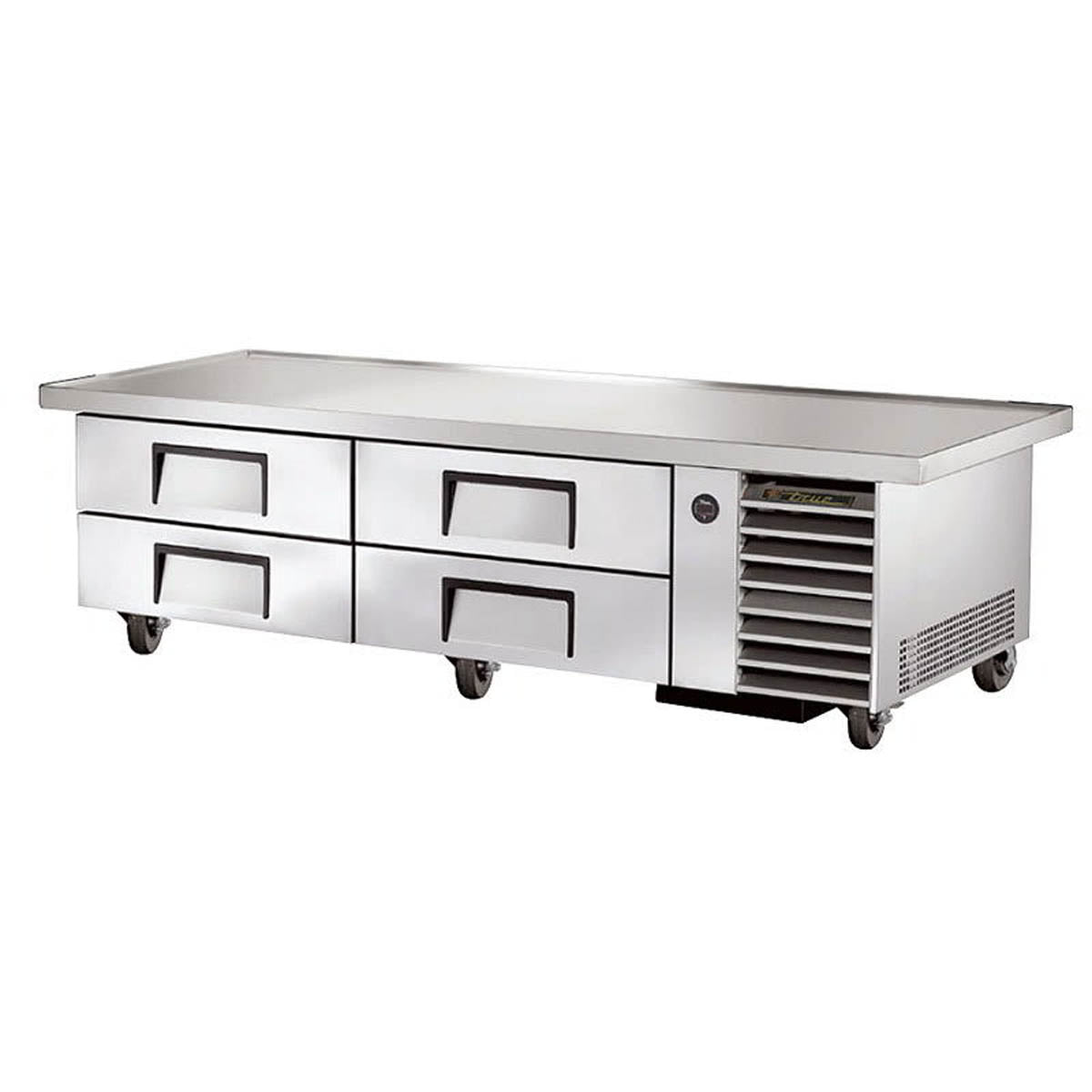 True TRCB-79-86-HC 4-drawer chef base, front angle view, drawers closed