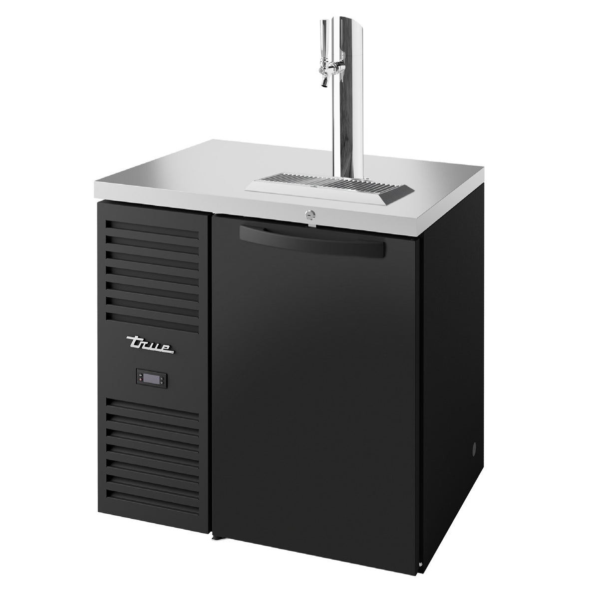 True TDR32-RISZ1-L-B-S-1 direct draw beer dispenser, black, front angle view