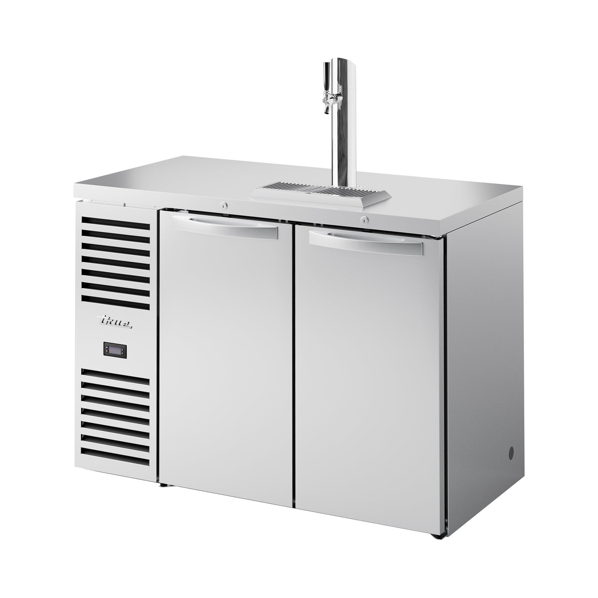 True TDR48-RI direct draw beer dispenser, stainless steel, front angle view