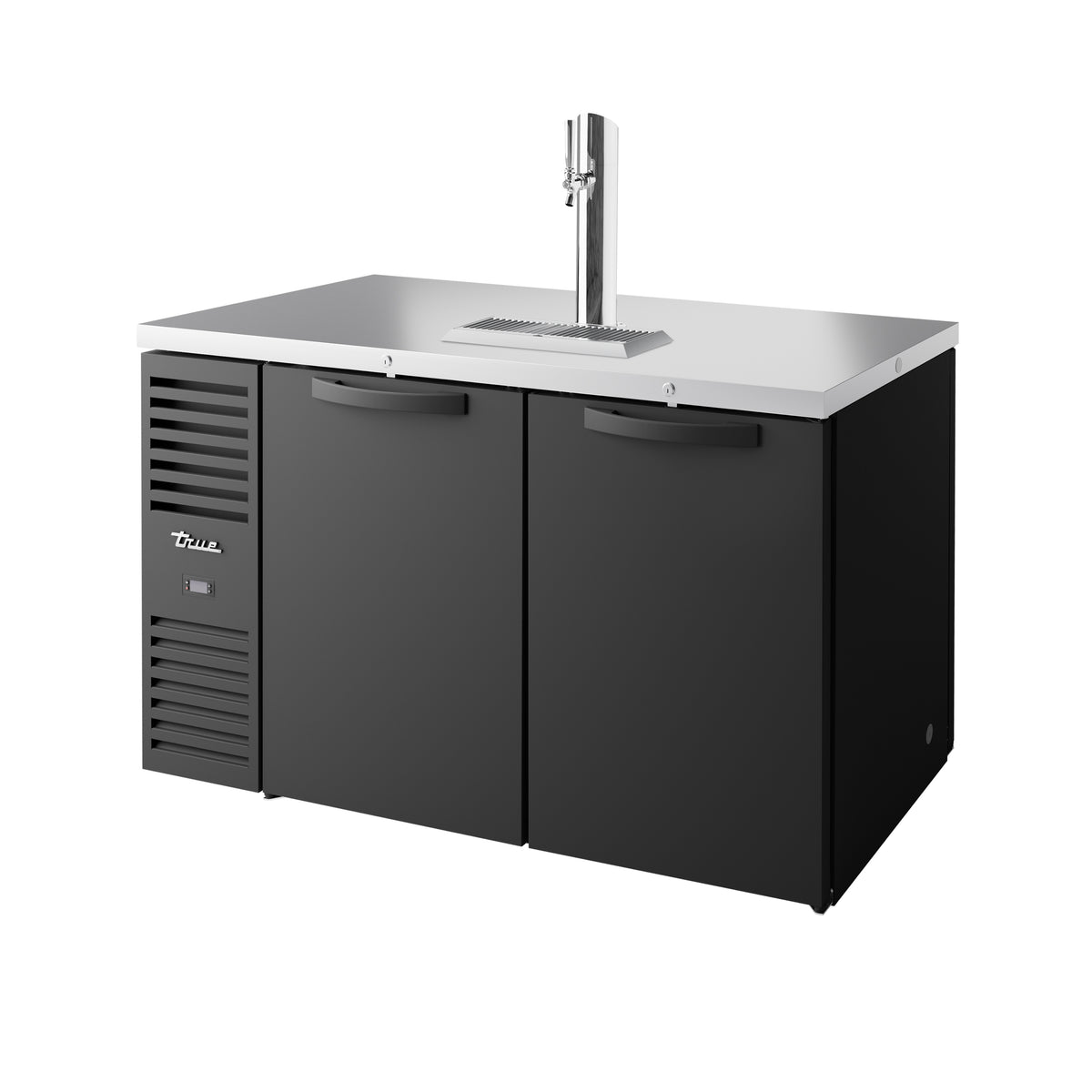 True TDR60-PT direct draw beer dispenser, black, front angle view