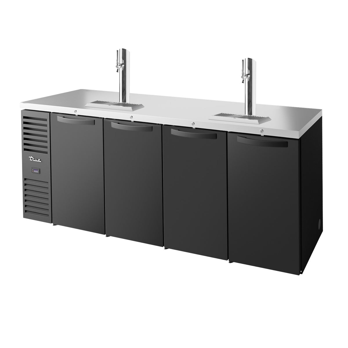 True TDR92-RISZ1-L-B-SSSS-1 direct draw beer dispenser, black, front angle view