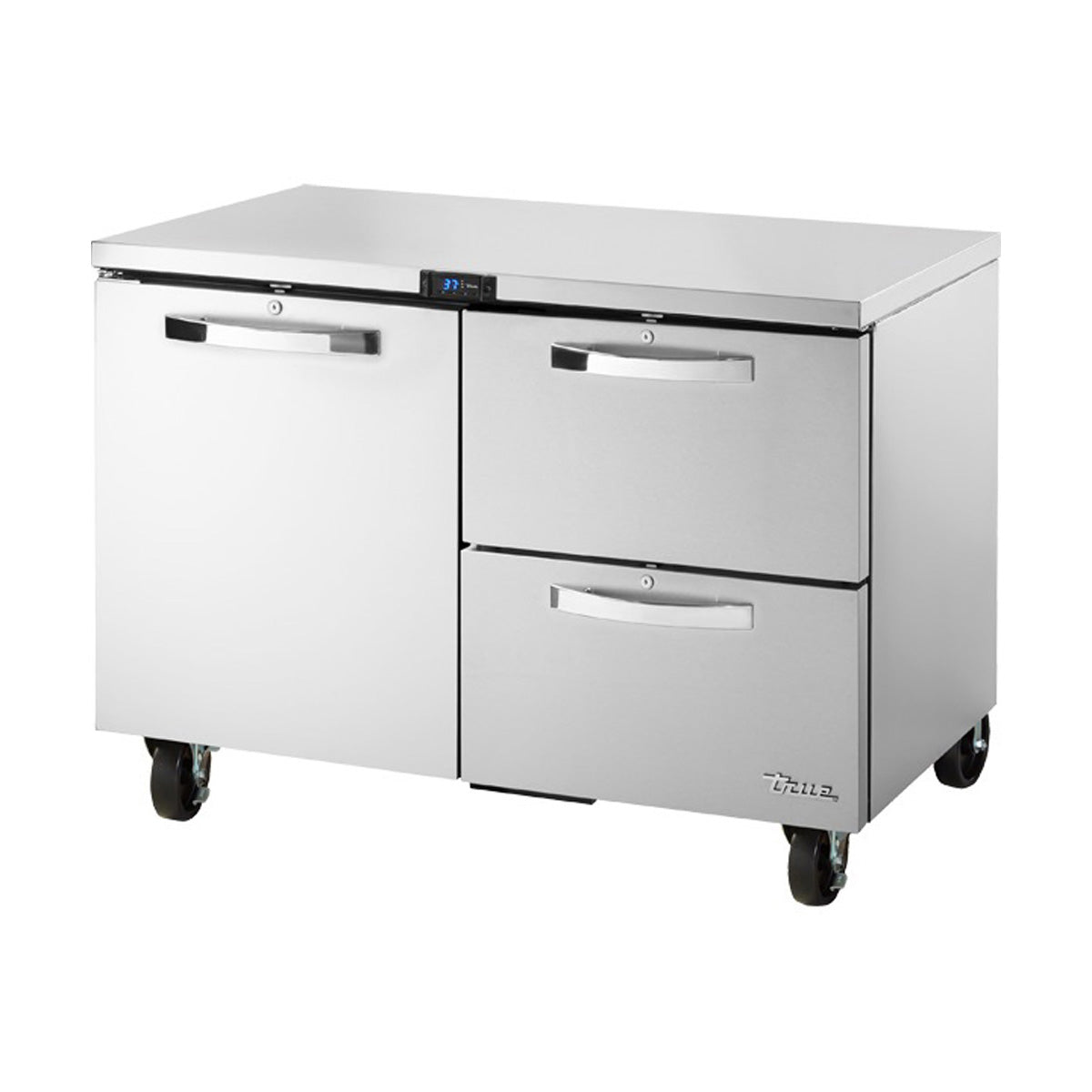 True TUC-48D-2-HC~SPEC3 1-door, 2-drawer undercounter refrigerator, front angle view