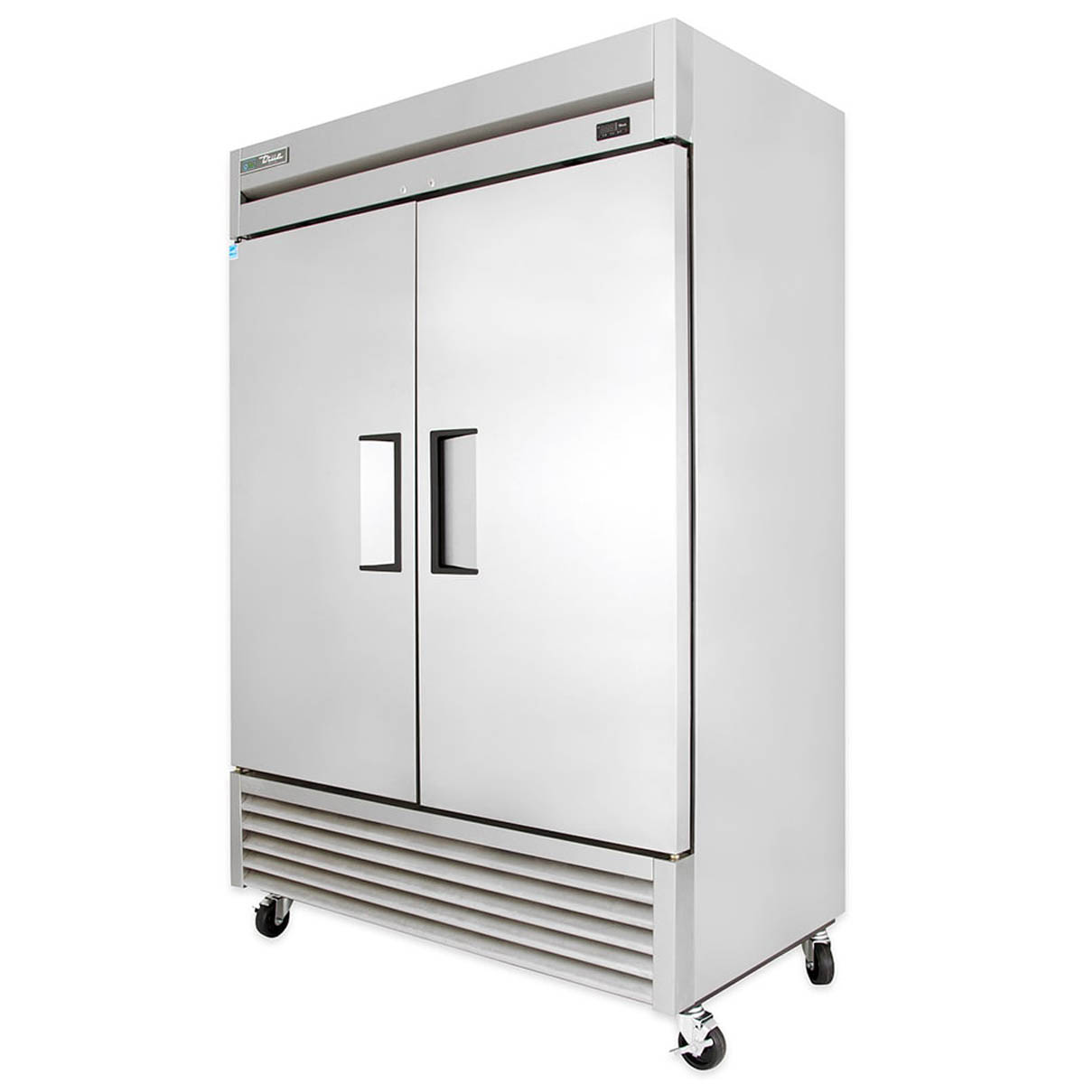 True TS-49F-HC 2-door solid reach-in freezer, front angle view, doors closed