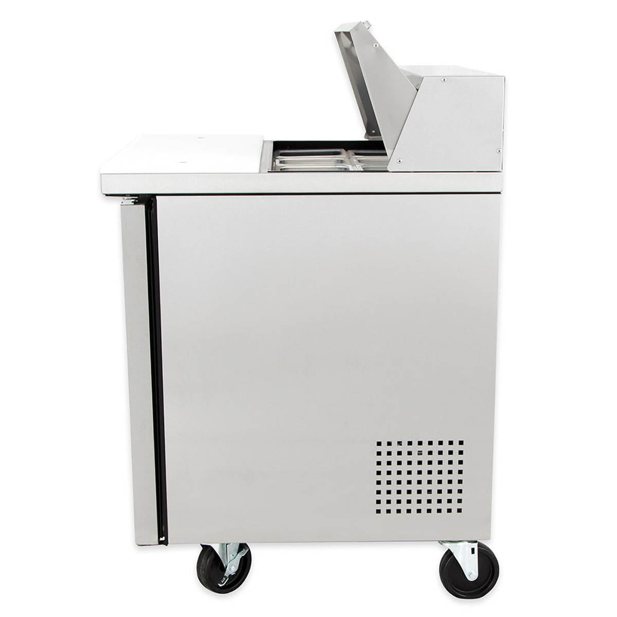 True TSSU-27-08-HC sandwich/salad prep table, side view