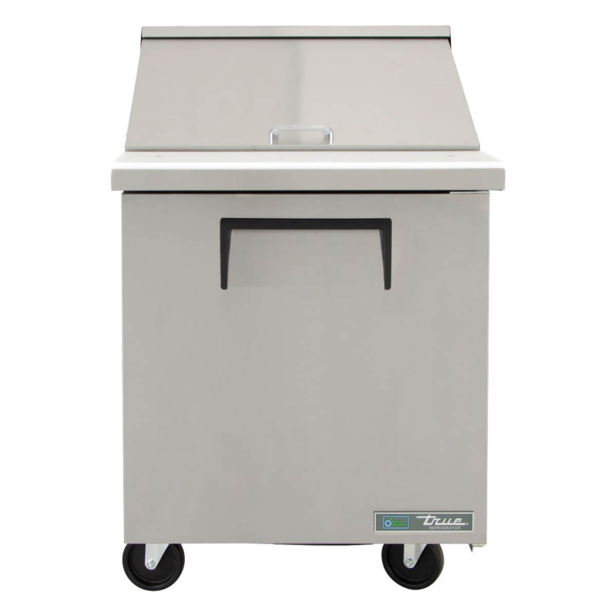 True TSSU-27-12M-C-HC sandwich/salad prep table, front view, lid closed