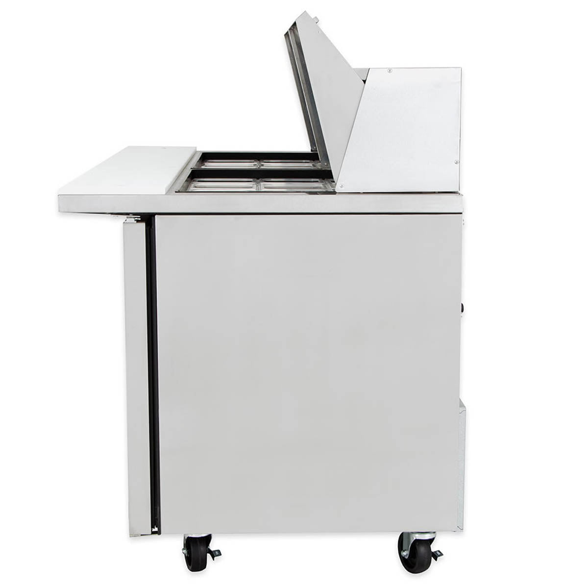 True TSSU-60-24M-B-ST-HC sandwich/salad prep table, side view