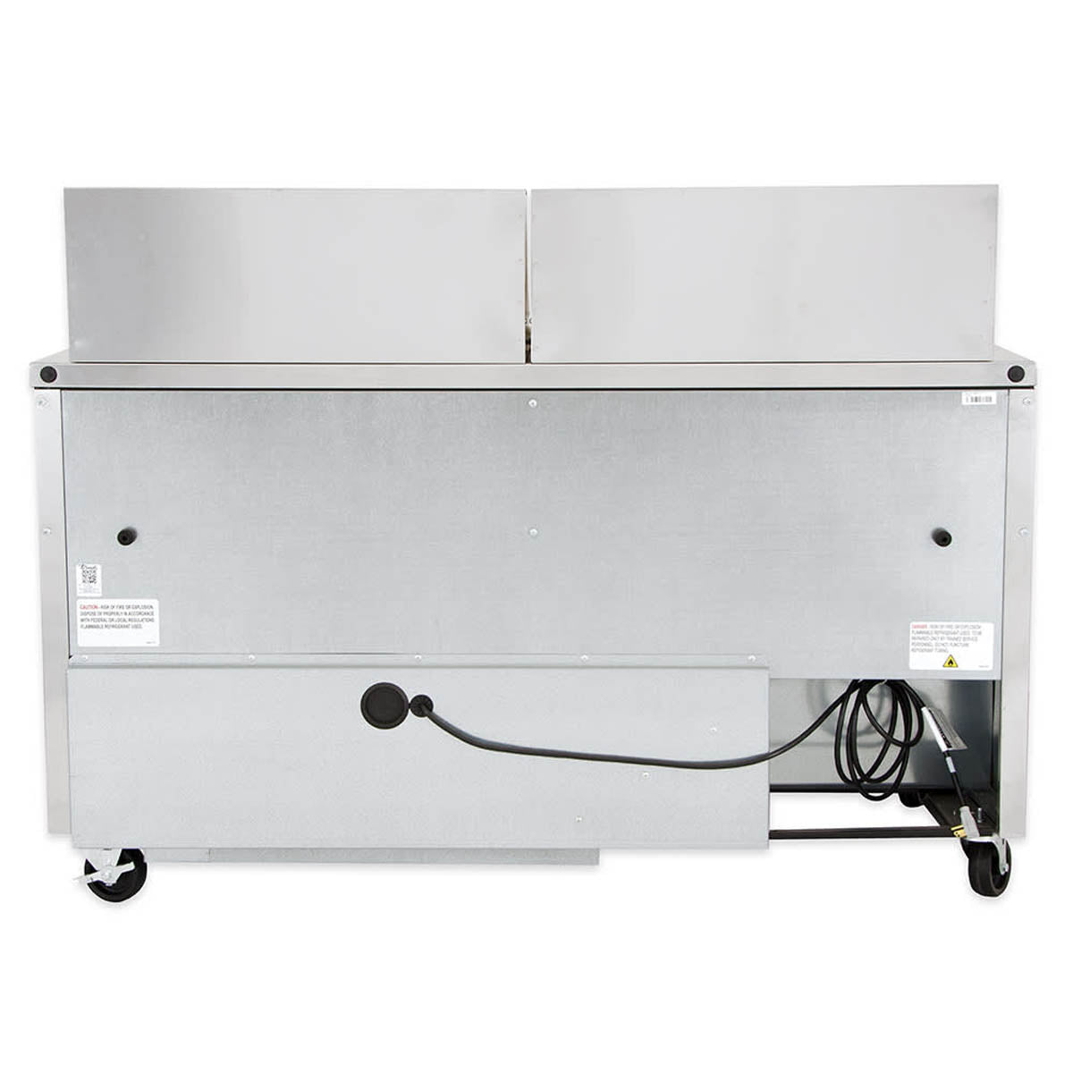 True TSSU-60-24M-B-ST-HC sandwich/salad prep table, back view with power cord