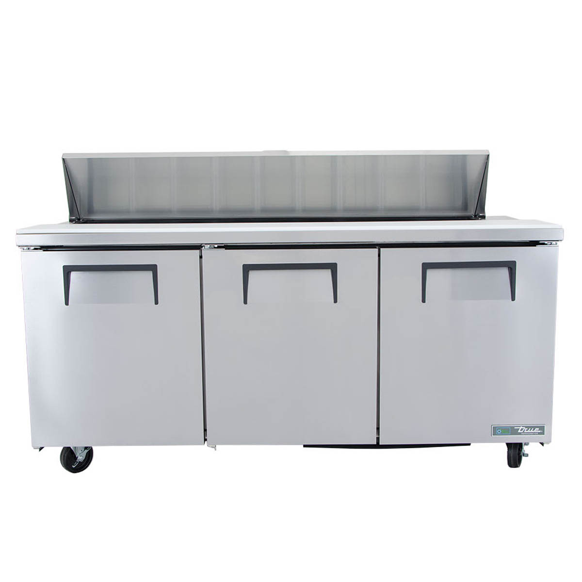 True TSSU-72-18-HC sandwich/salad prep table, front view, lid closed