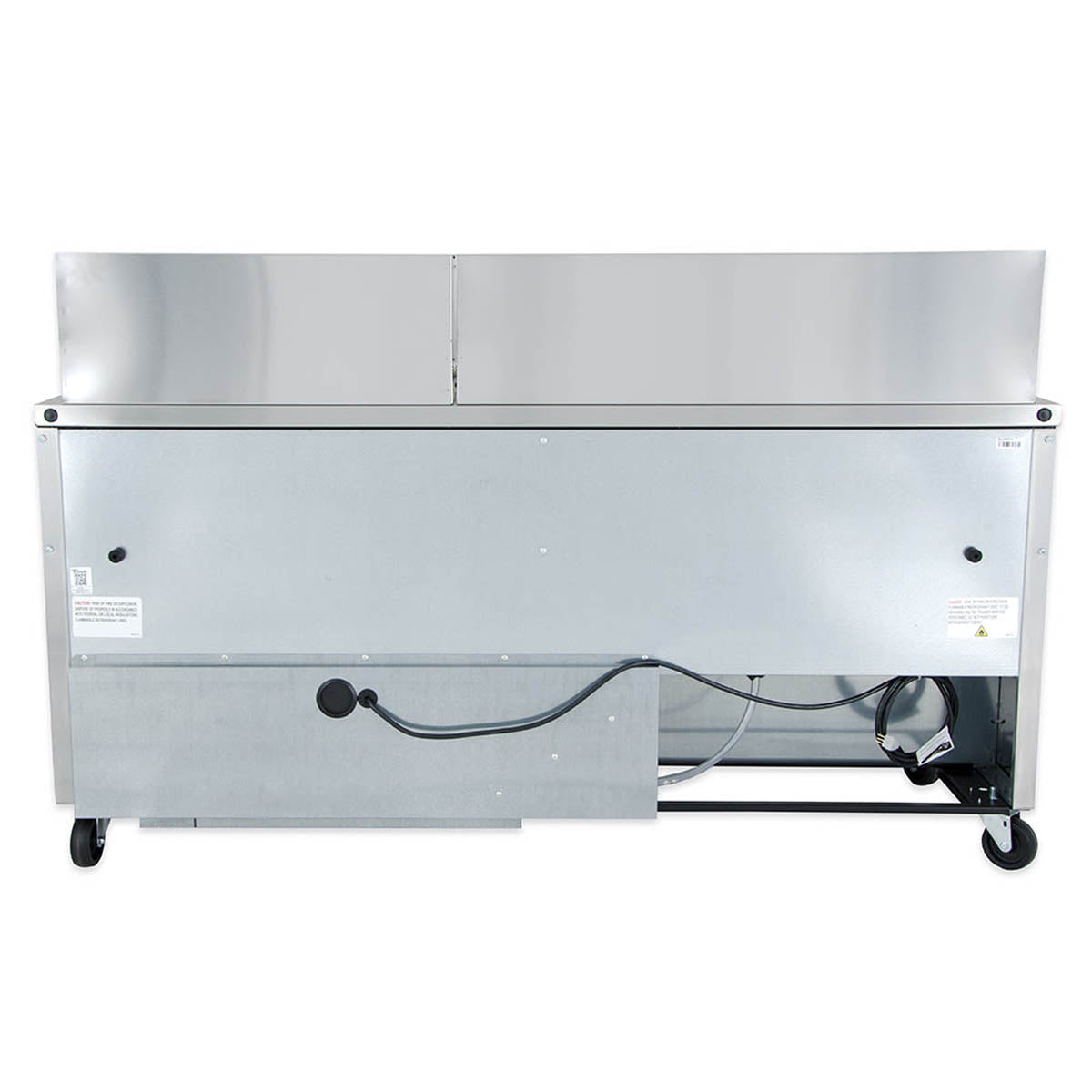 True TSSU-72-30M-B-ST-HC sandwich/salad prep table, back view with power cord