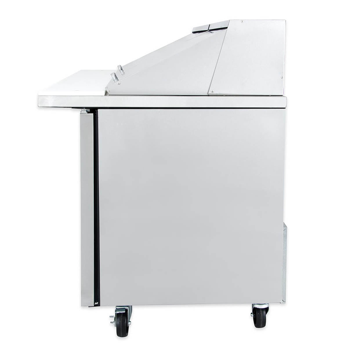 True TSSU-72-30M-B-ST-HC sandwich/salad prep table, side view